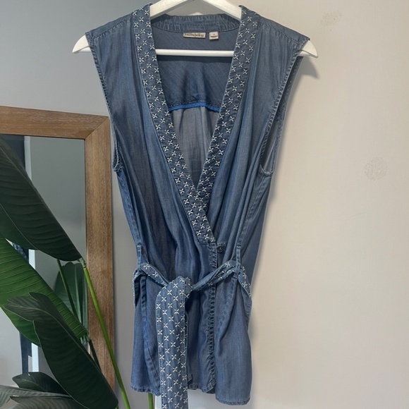 Anthropologie Holding Horses Kimono Style Wrap Blue Blouse - M - Picture 1 of 6